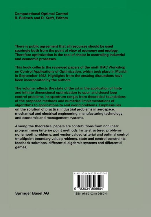 Produktbild: Computational Optimal Control