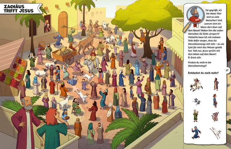 Produktbild: Meine Such- und Wimmelbibel. Finde die Person, die nicht in die Geschichte geh&ouml;rt! Ein kunterbuntes Wimmelbuch zu den sch&ouml;nsten Bibel-Geschichten f&uuml;r Kinder. Mit spannenden Such-R&auml;tselaufgaben