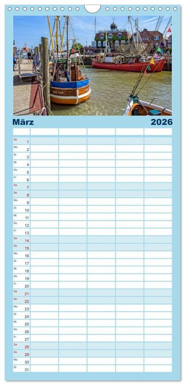 Produktbild: Familienplaner 2026 - Reise an die Nordsee - Neuharlingersiel mit 5 Spalten (Wandkalender, 21 x 45 cm) CALVENDO