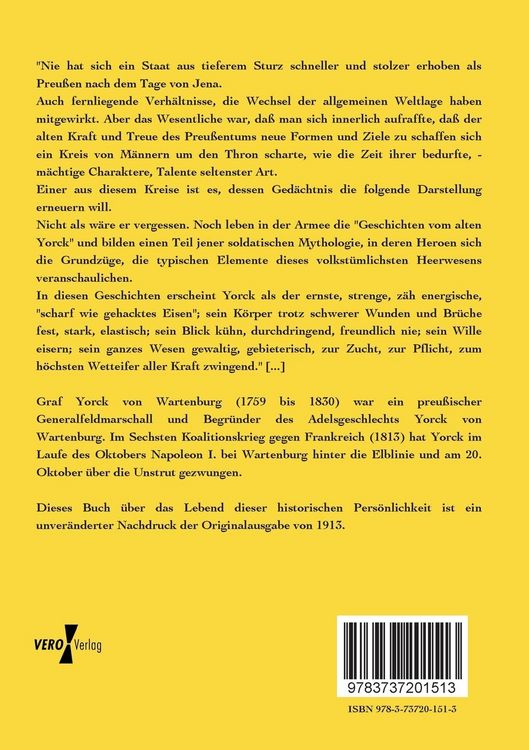 Produktbild: Das Leben des Feldmarschalls Grafen Yorck von Wartenburg