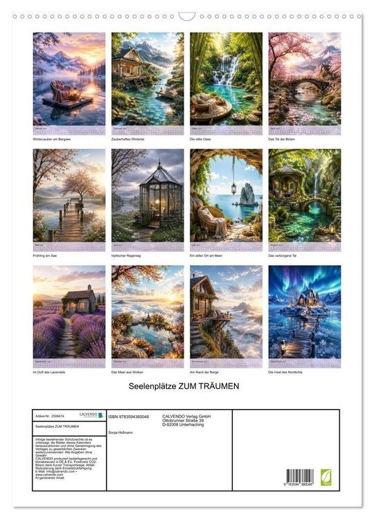 Produktbild: Seelenpl&auml;tze ZUM TR&Auml;UMEN (Wandkalender 2027 DIN A2 hoch), CALVENDO Monatskalender