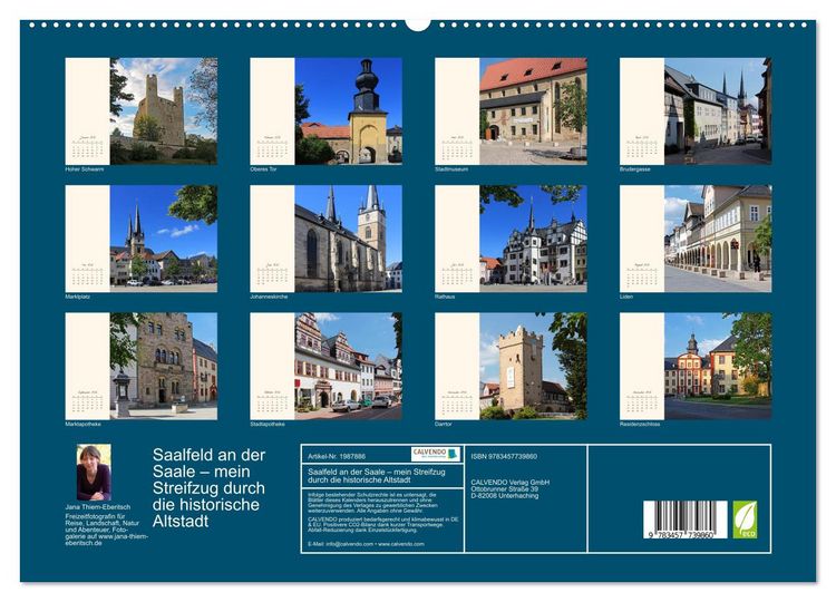 Produktbild: Saalfeld an der Saale &ndash; mein Streifzug durch die historische Altstadt (hochwertiger Premium Wandkalender 2026 DIN A2 quer), Kunstdruck in Hochglanz