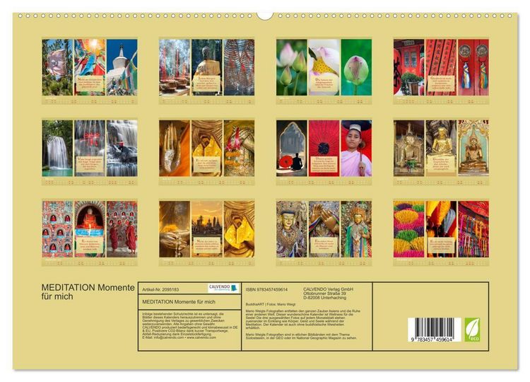 Produktbild: MEDITATION Momente f&uuml;r mich (hochwertiger Premium Wandkalender 2026 DIN A2 quer), Kunstdruck in Hochglanz