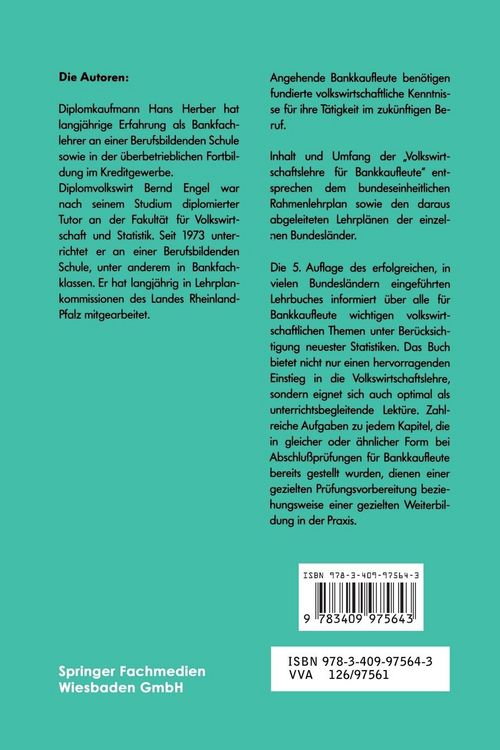 Produktbild: Volkswirtschaftslehre f&uuml;r Bankkaufleute