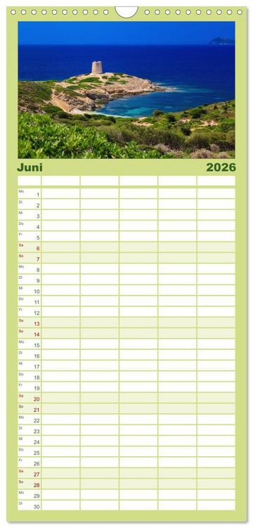 Produktbild: Familienplaner 2026 - Sardinien - Traumstr&auml;nde am Mittelmeer mit 5 Spalten (Wandkalender, 21 x 45 cm) CALVENDO