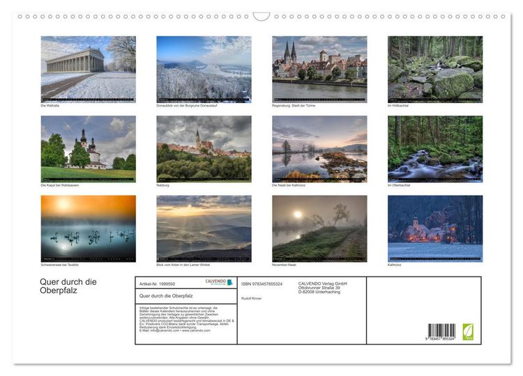 Produktbild: Quer durch die Oberpfalz (Wandkalender 2026 DIN A2 quer), CALVENDO Monatskalender