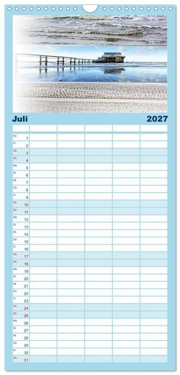 Produktbild: Familienplaner 2027 - K&uuml;stenstreifen an der Nordsee mit 5 Spalten (Wandkalender, 21 x 45 cm) CALVENDO