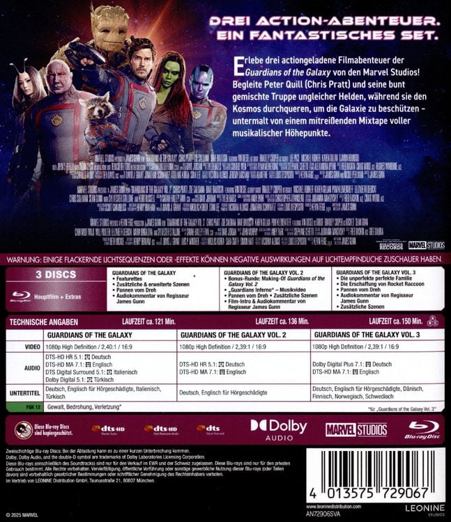 Produktbild: Guardians of the Galaxy - 3-Movie Collection [3 BRs]