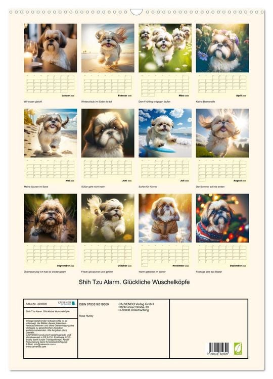 Produktbild: Shih Tzu Alarm. Gl&uuml;ckliche Wuschelk&ouml;pfe (Wandkalender 2026 DIN A2 hoch), CALVENDO Monatskalender