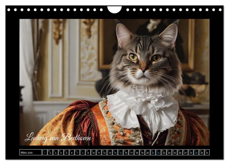 Produktbild: Katzen der Ber&uuml;hmtheiten - Ein Jahr voller ikonischer Schnurrhaare (Wandkalender 2026 DIN A4 quer), CALVENDO Monatskalender