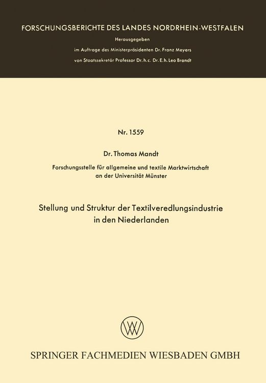 Produktbild: Stellung und Struktur der Textilveredlungsindustrie in den Niederlanden