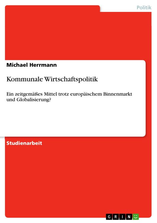 Produktbild: Kommunale Wirtschaftspolitik