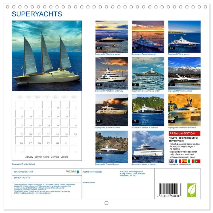Produktbild: SUPERYACHTS (Wall Calendar 2026 12 &times; 12 Inch) CALVENDO 12 Month Wall Calendar