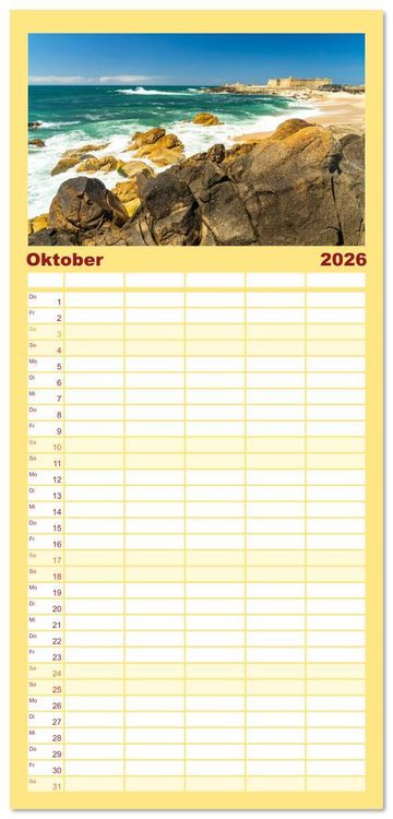 Produktbild: Familienplaner 2026 - Portugal mit 5 Spalten (Wandkalender, 21 x 45 cm) CALVENDO