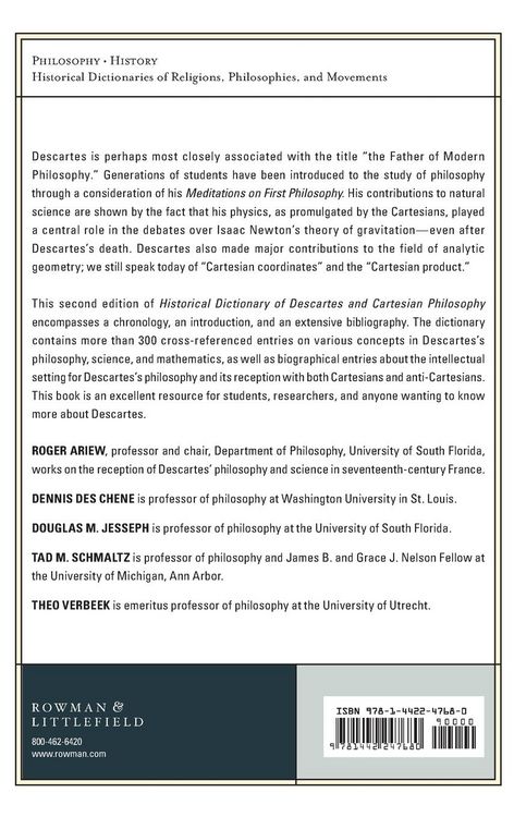 Produktbild: Historical Dictionary of Descartes and Cartesian Philosophy