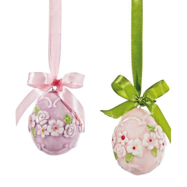 Produktbild: 2er-Set Keramik-Anh&auml;nger &raquo;Ostergr&uuml;&szlig;e&laquo;