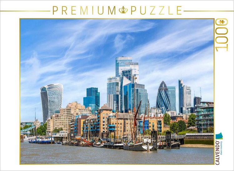 Produktbild: CALVENDO Puzzle Moderne Skyline der City of London mit maritimem Flair | 1000 Teile Lege-Gr&ouml;&szlig;e 64x48cm Foto-Puzzle f&uuml;r gl&uuml;ckliche Stunden