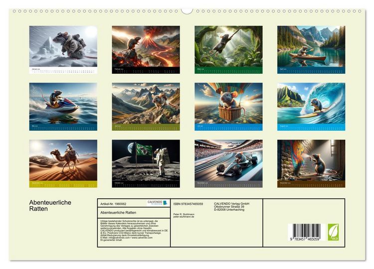 Produktbild: Abenteuerliche Ratten (hochwertiger Premium Wandkalender 2026 DIN A2 quer), Kunstdruck in Hochglanz
