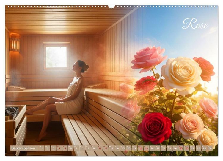 Produktbild: Sauna - Hitze, Duft, Genuss (hochwertiger Premium Wandkalender 2027 DIN A2 quer), Kunstdruck in Hochglanz