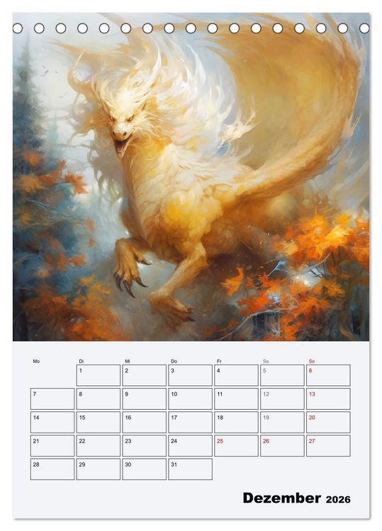Produktbild: Drachenland. Gef&uuml;rchtete Fabelwesen im Gotik-Stil (Tischkalender 2026 DIN A5 hoch), CALVENDO Monatskalender