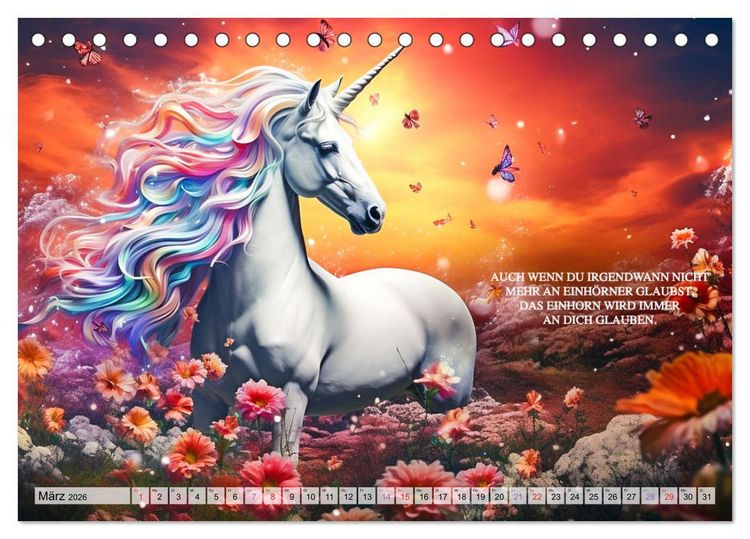 Produktbild: Einhorn und coole Spr&uuml;che (Tischkalender 2026 DIN A5 quer), CALVENDO Monatskalender