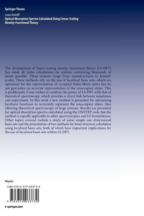 Produktbild: Optical Absorption Spectra Calculated Using Linear-Scaling Density-Functional Theory