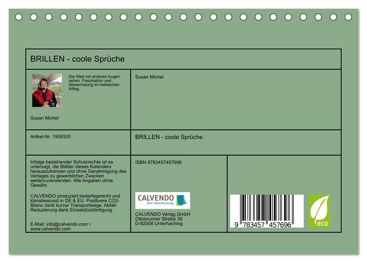 Produktbild: BRILLEN - coole Spr&uuml;che (Tischkalender 2026 DIN A5 quer), CALVENDO Monatskalender