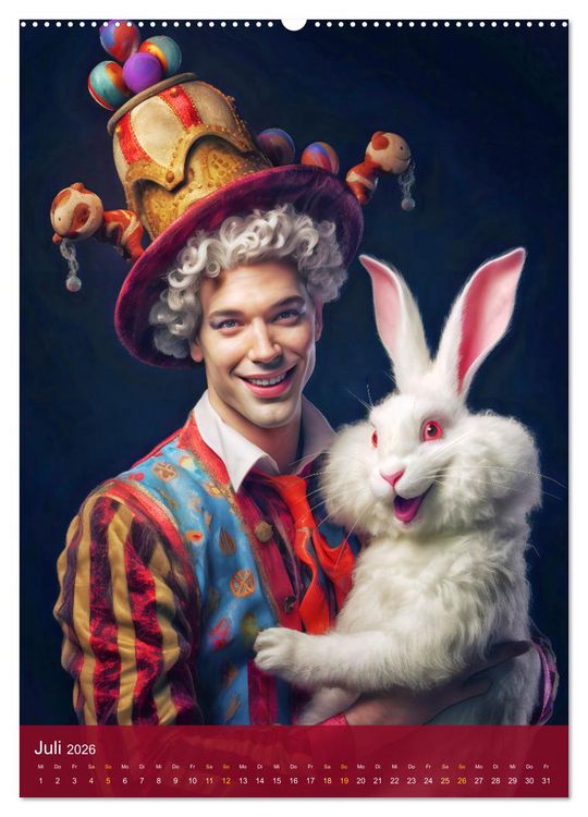 Produktbild: Ein Hauch von Magie - Schrille Clowns im Rampenlicht (Wandkalender 2026 DIN A2 hoch), CALVENDO Monatskalender