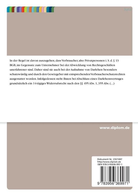 Produktbild: Widerrufsrecht bei Verbraucherdarlehensvertr&auml;gen