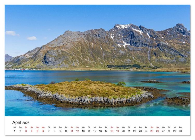 Produktbild: Inseln im Nordmeer - Lofoten-And&oslash;ya-Senja (Tischkalender 2026 DIN A5 quer), CALVENDO Monatskalender