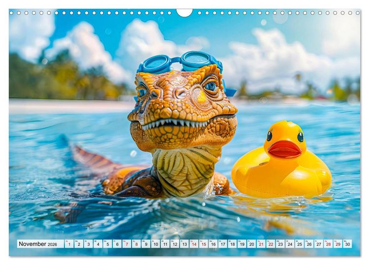 Produktbild: Dinosaurier Sommer - Urzeitlich witzige Strandparty (Wandkalender 2026 DIN A3 quer), CALVENDO Monatskalender