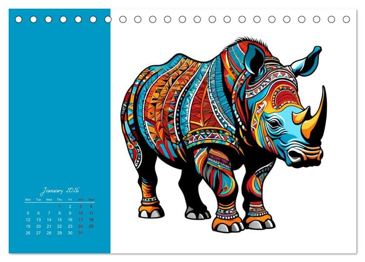 Produktbild: Tribal animals (Desk Calendar 2026 DIN A5 landscape), CALVENDO 12 Month DeskCalendar