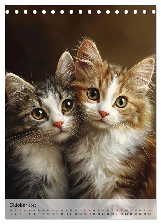 Produktbild: Katzen (Tischkalender 2026 DIN A5 hoch), CALVENDO Monatskalender