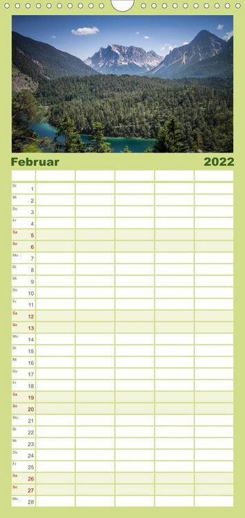 Produktbild: Familienplaner Meine Sicht der Alpen (Wandkalender 2022 , 21 cm x 45 cm, hoch)