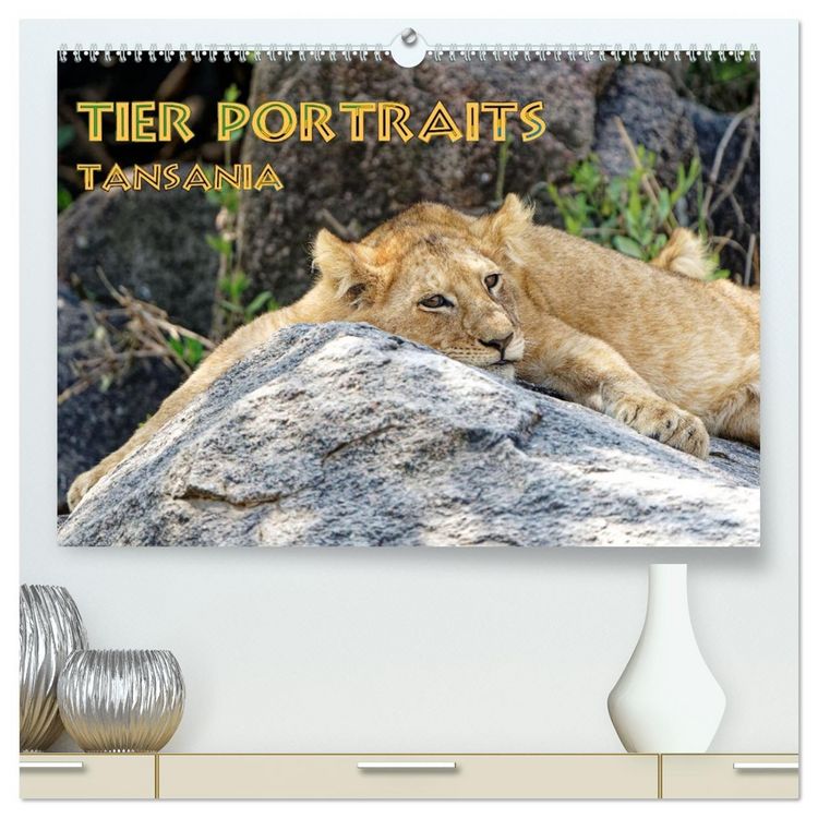 Produktbild: Tier Portraits Tansania (hochwertiger Premium Wandkalender 2026 DIN A2 quer), Kunstdruck in Hochglanz