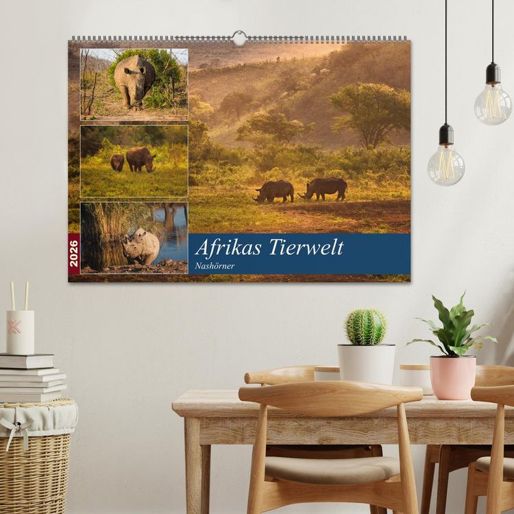 Produktbild: Afrikas Tierwelt: Nash&ouml;rner (Wandkalender 2026 DIN A2 quer), CALVENDO Monatskalender
