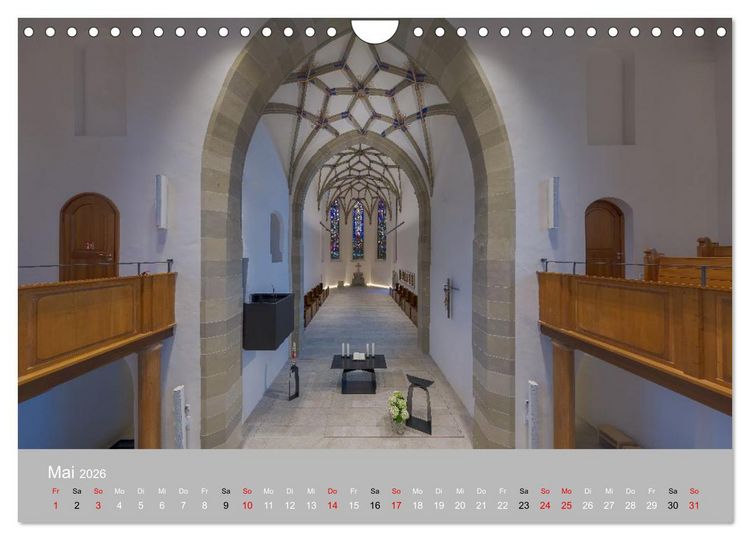 Produktbild: Backnang - Panoramablicke in die Stiftskirche (Wandkalender 2026 DIN A4 quer), CALVENDO Monatskalender