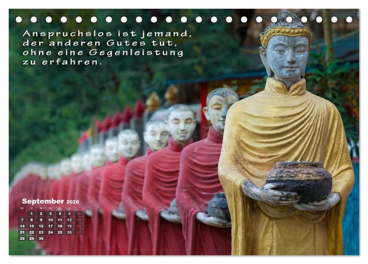 Produktbild: BUDDHAS WEISHEITEN - Balsam f&uuml;r die Seele (Tischkalender 2026 DIN A5 quer), CALVENDO Monatskalender