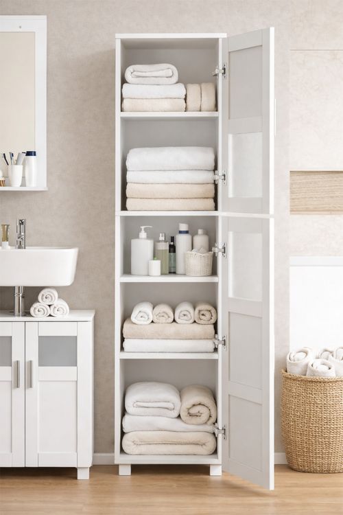 Produktbild: Holz Badm&ouml;bel Badschrank Hochschrank Nilari