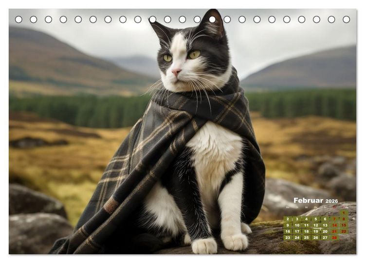 Produktbild: Schottische Katzenhelden (Tischkalender 2026 DIN A5 quer), CALVENDO Monatskalender