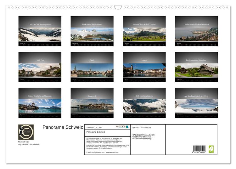 Produktbild: Panorama Schweiz (Wandkalender 2026 DIN A2 quer), CALVENDO Monatskalender
