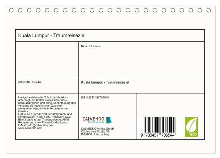 Produktbild: Kuala Lumpur - Traumreiseziel (Tischkalender 2026 DIN A5 quer), CALVENDO Monatskalender