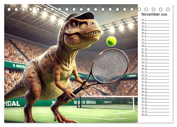 Produktbild: Sportlicher T-Rex - Mit Fun durch das Jahr (Tischkalender 2026 DIN A5 quer), CALVENDO Monatskalender