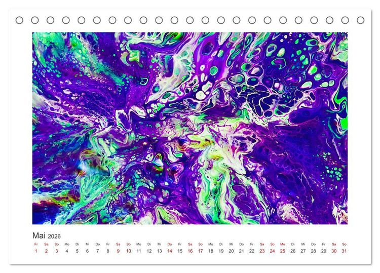 Produktbild: Dein abstraktes Jahr mit der Farbe Purpur (Tischkalender 2026 DIN A5 quer), CALVENDO Monatskalender