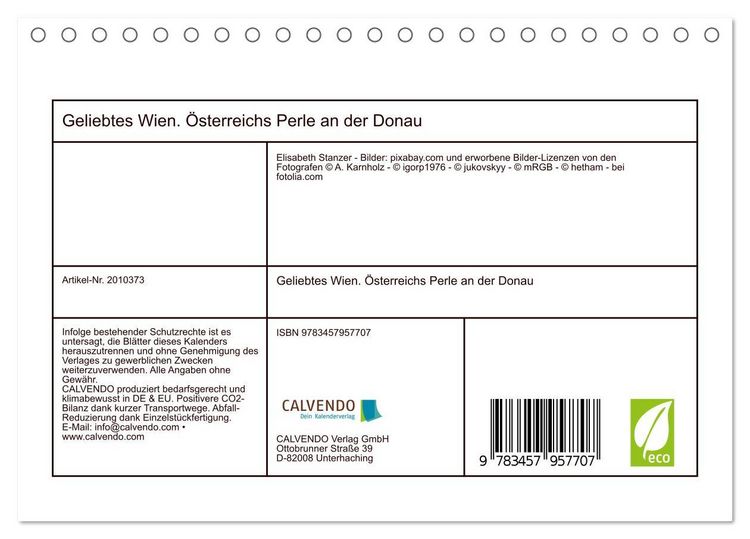 Produktbild: Geliebtes Wien. &Ouml;sterreichs Perle an der Donau (Tischkalender 2026 DIN A5 quer), CALVENDO Monatskalender