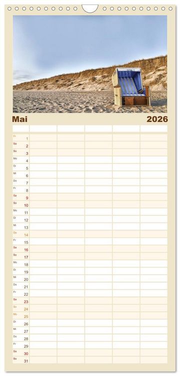Produktbild: Familienplaner 2026 - Sylt mit 5 Spalten (Wandkalender, 21 x 45 cm) CALVENDO