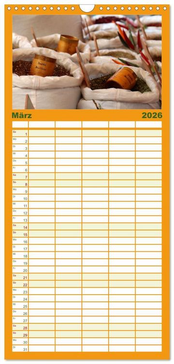 Produktbild: Familienplaner 2026 - Markttag in Frankreich mit 5 Spalten (Wandkalender, 21 x 45 cm) CALVENDO