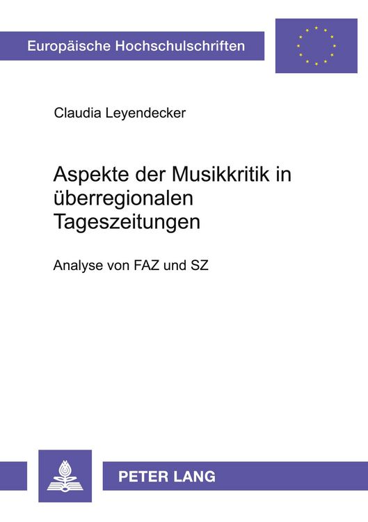 Produktbild: Aspekte der Musikkritik in &uuml;berregionalen Tageszeitungen