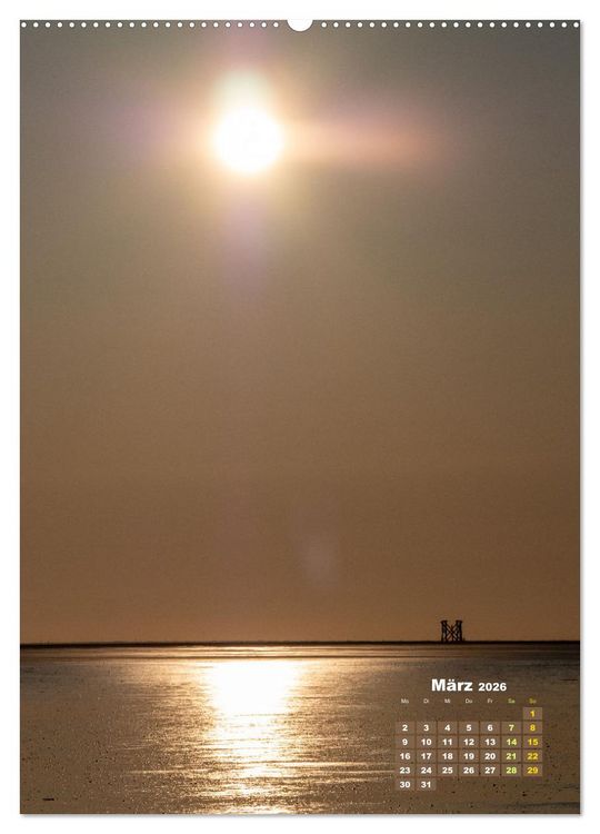 Produktbild: Westerhever - Wattwanderung in den Sonnenuntergang (Wandkalender 2026 DIN A2 hoch), CALVENDO Monatskalender