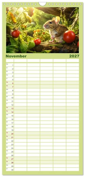 Produktbild: Familienplaner 2027 - Wilde Nachbarn - Tierisches Treiben im Gartenparadies! mit 5 Spalten (Wandkalender, 21 x 45 cm) CALVENDO
